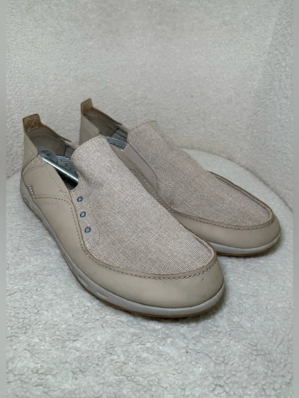 Columbia PFG Slip-On Loafers Men’s Beige Omni-Grip Boat‎ Shoes Comfort Casual 13